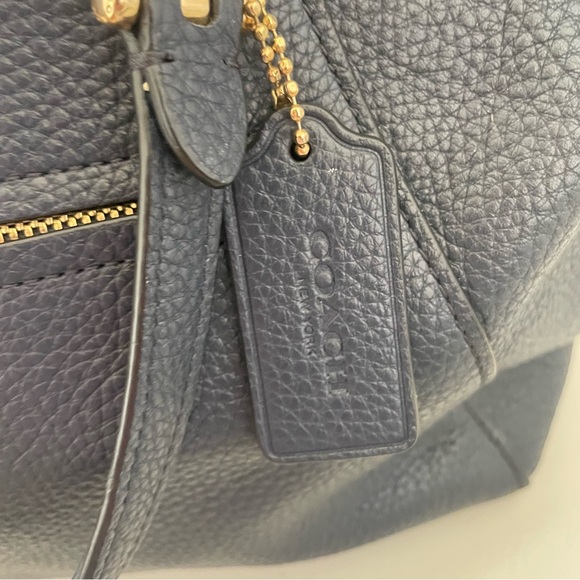 Coach Prairie Satchel Purse Bag Navy Pebble Leather - Picture 3 of 8